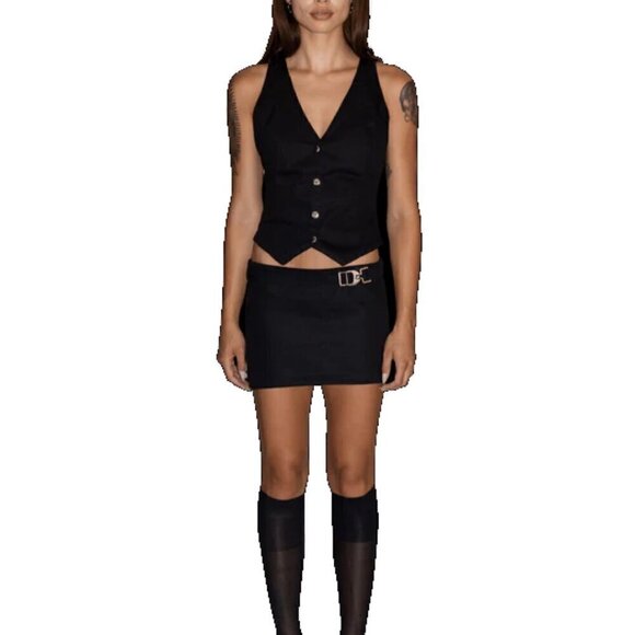 EB Denim, Black Wrap Mini Skirt. Size M, NEW with Tag - Picture 1 of 13